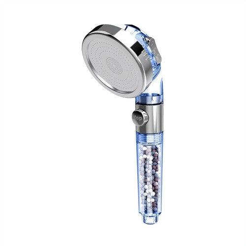 Handheld High Pressure Showerhead with Mineral Stone Beads Filter, Eco-Stop Button, 3 Spray Modes - Toytexx Handheld High Pressure Showerhead with Mineral Stone Beads Filter, Eco-Stop Button, 3 Spray Modes - Toytexx